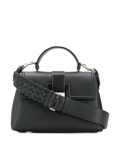 Shop Bottega Veneta Intrecciato Strap Shoulder Bag In Black