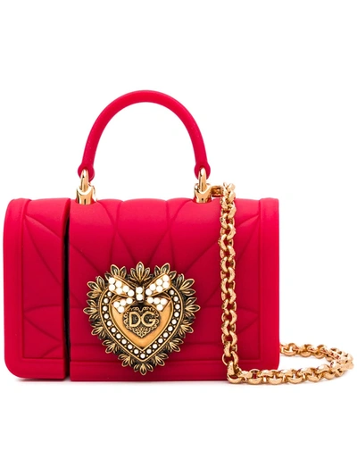 Shop Dolce & Gabbana Mini Devotion Airpods Holder In Red
