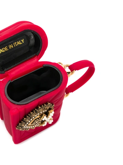 Shop Dolce & Gabbana Mini Devotion Airpods Holder In Red