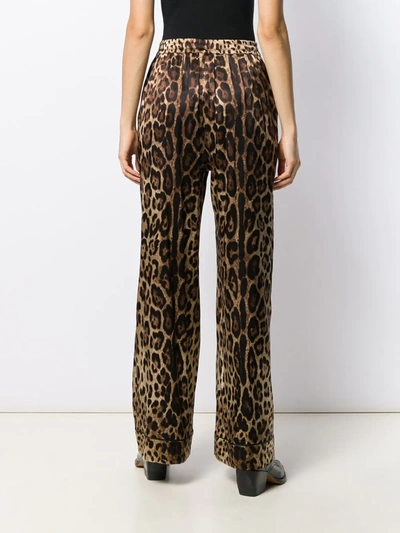 Shop Dolce & Gabbana Leopard-print Satin Pajama Bottoms In Neutrals