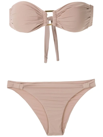 Shop Amir Slama Bandeau Bikini Set In Neutrals