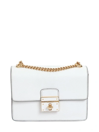 Shop Dolce & Gabbana Rosalia Grained Leather Shoulder Bag, White