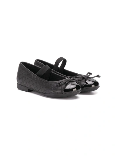 Shop Geox Plié Leather Ballerina Shoes In Black