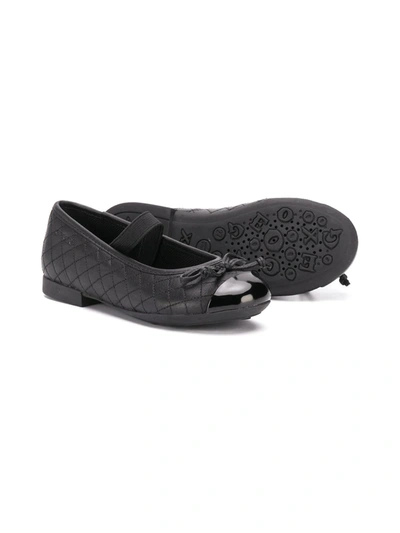 Shop Geox Plié Leather Ballerina Shoes In Black