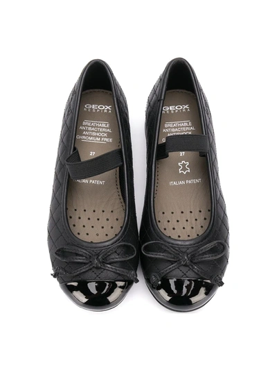 Shop Geox Plié Leather Ballerina Shoes In Black