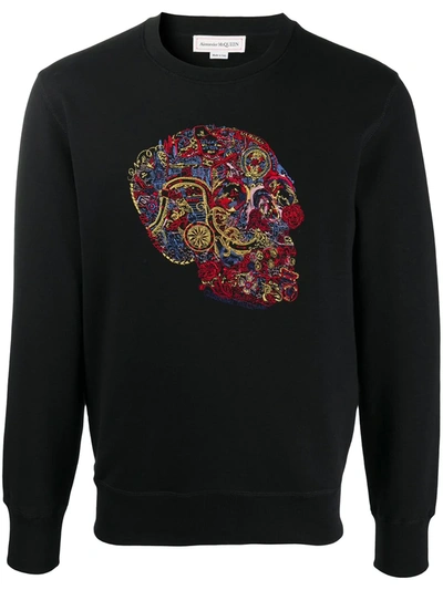 Shop Alexander Mcqueen Skull-embroidered Sweatshirt In Black