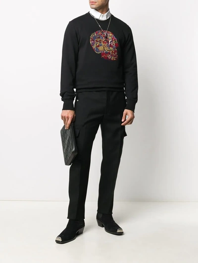 Shop Alexander Mcqueen Skull-embroidered Sweatshirt In Black