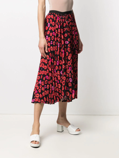 Shop Marni Lip-print Mid-length Skirt In Black
