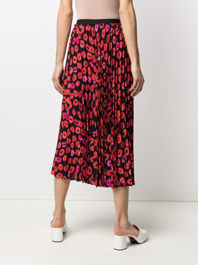 Shop Marni Lip-print Mid-length Skirt In Black