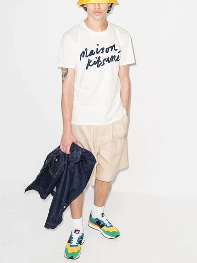 MAISON KITSUNÉ LOGO PRINT COTTON T-SHIRT - 白色