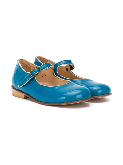 Shop Pèpè Buckle Strap Flat Ballerinas In Blue