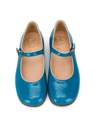 Shop Pèpè Buckle Strap Flat Ballerinas In Blue