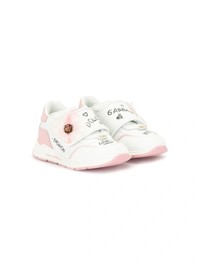 Shop Dolce & Gabbana Love Print Daymaster Sneakers In White