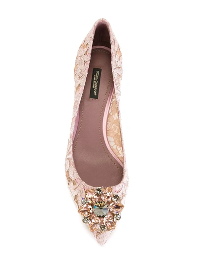 Shop Dolce & Gabbana Rainbow Lace 60mm Brooch-detail Pumps In Pink