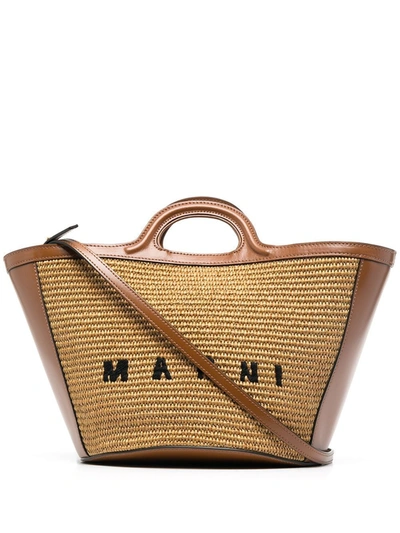 Shop Marni Tropicalia Small Tote Bag In Nude & Neutrals