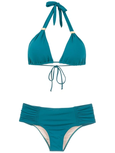 Shop Brigitte Ruched Bikini Set In Green