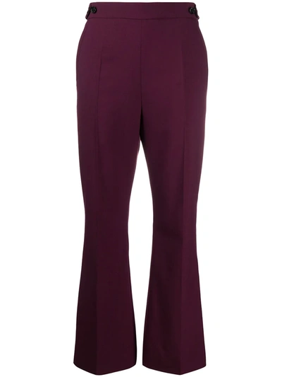 Marni Cropped Kick Flare Tropical Wool Trousers In Purple | ModeSens