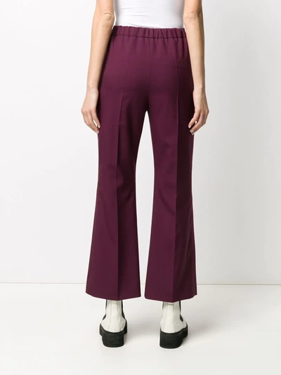 Shop Marni High-waisted Flared Trousers In Purple