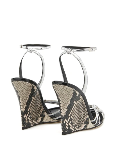 Shop Giuseppe Zanotti Snake-effect Wedge Sandals In Silver