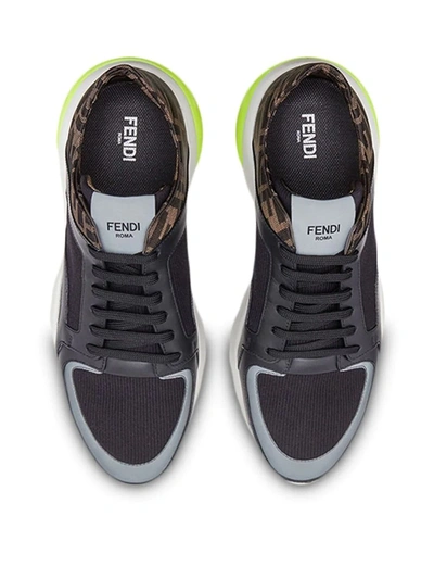 Shop Fendi Ff Wavy Sole Sneakers In Black