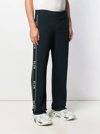 Shop Valentino Logo-tape Track Pants In Blue