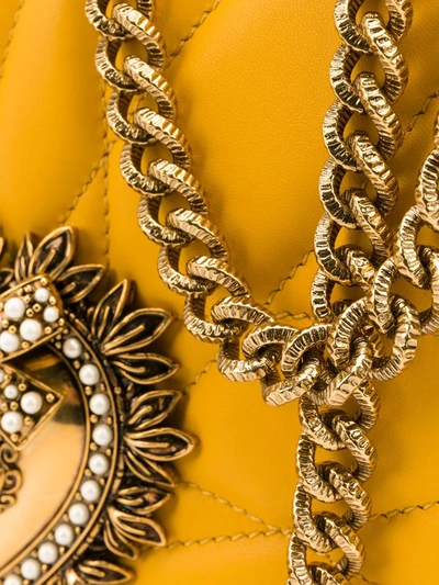 Shop Dolce & Gabbana Medium Devotion Matelassé Shoulder Bag In Yellow