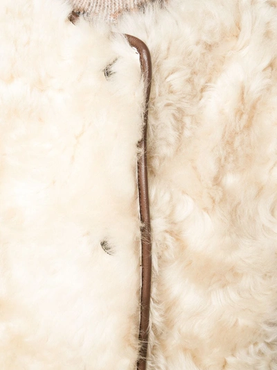 Shop Marni Furry Sleeveless Coat In Neutrals