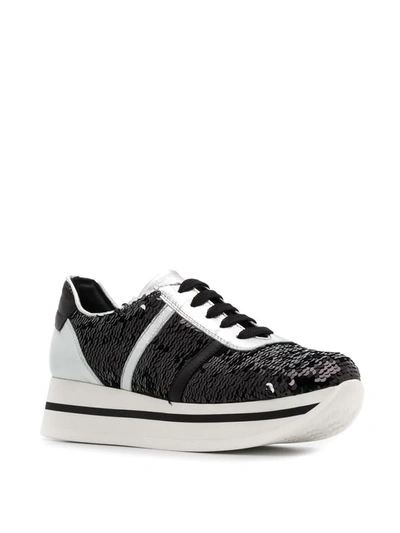 Shop Tosca Blu Sequinned Platform Sneakers In Black