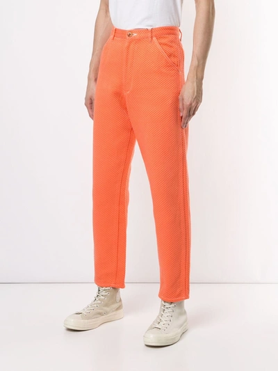 Pre-owned Comme Des Garçons Cropped Waffle Trousers In Orange
