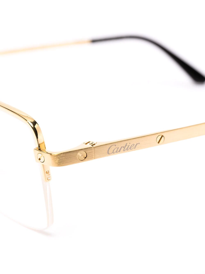 Shop Cartier Rectangular-frame Glasses In Gold