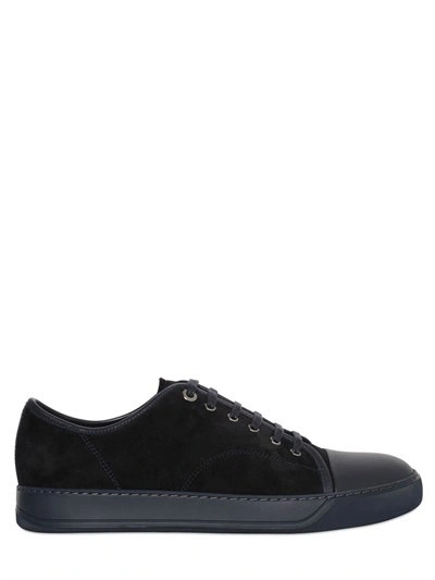 Shop Lanvin Suede & Smooth Leather Sneakers, Navy