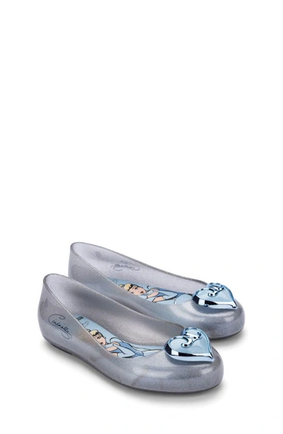 Mini Melissa Sweet Love Disney Princess Flat In Silver