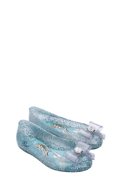 Shop Mini Melissa Sweet Love Disney Princess Flat In Glitter Blue/ Blue