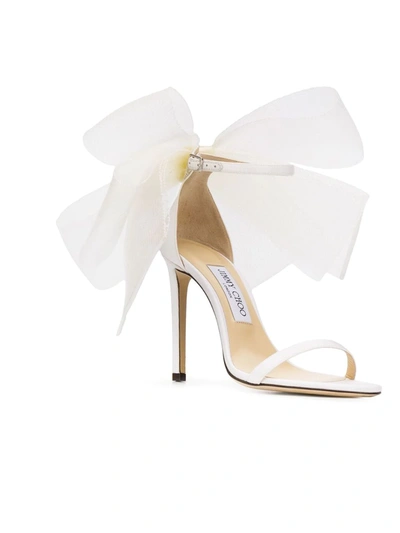 Jimmy Choo Aveline 100 Bow-embellished Grosgrain Sandals In Neutrals