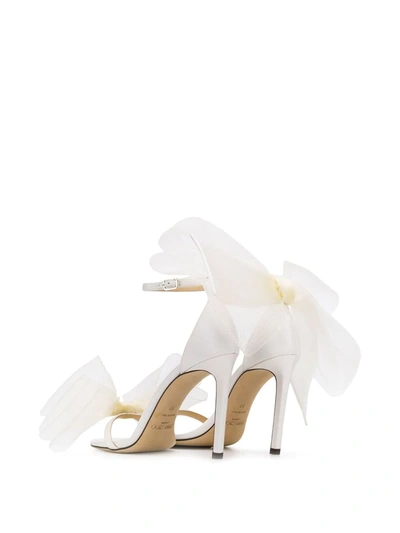 Jimmy Choo Aveline 100 Bow-embellished Grosgrain Sandals In Neutrals