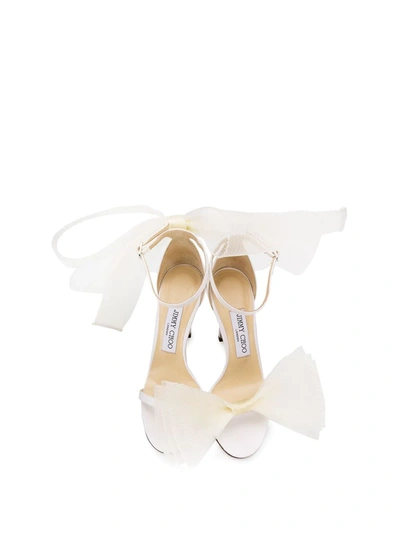 Jimmy Choo Aveline 100 Bow-embellished Grosgrain Sandals In Neutrals