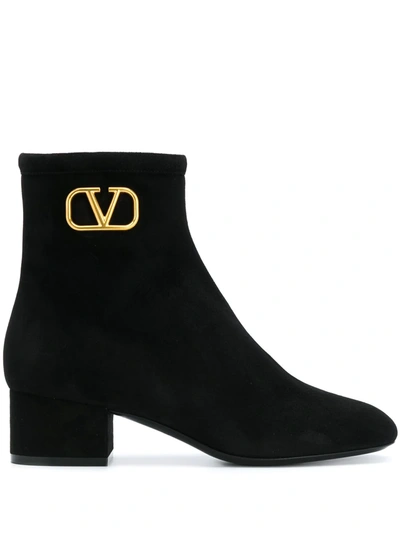 Shop Valentino Vlogo 50mm Ankle Boots In Black