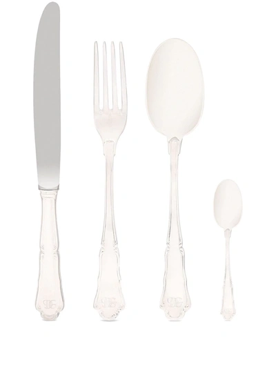 Dolce & Gabbana 4 Piece Cutlery Set In Silver