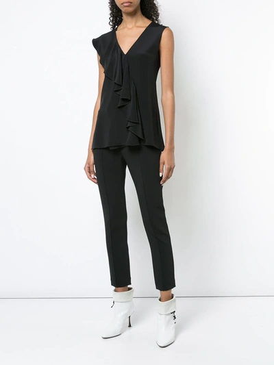 Adam Lippes Stretch Cady Cigarette Trousers With Pintuck In Black