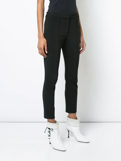 Adam Lippes Stretch Cady Cigarette Trousers With Pintuck In Black