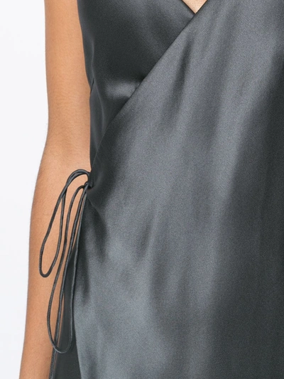 Shop Michelle Mason Strappy Wrap Gown In Grey