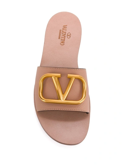 Shop Valentino Vlogo Slip-on Sandals In Neutrals