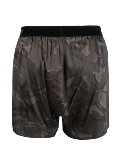 Shop Tom Ford Camouflage Satin-silk Boxer Shorts In Green