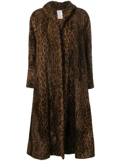 Pre-owned Fendi 1970s Leopard Print Oversized Coat In Brown