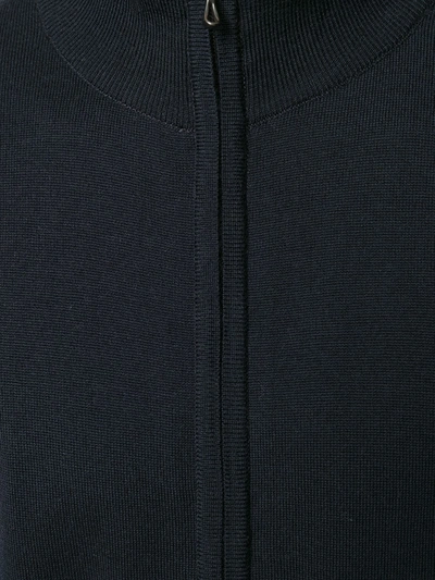 John Smedley High Neck Zipped Cardigan In Blue