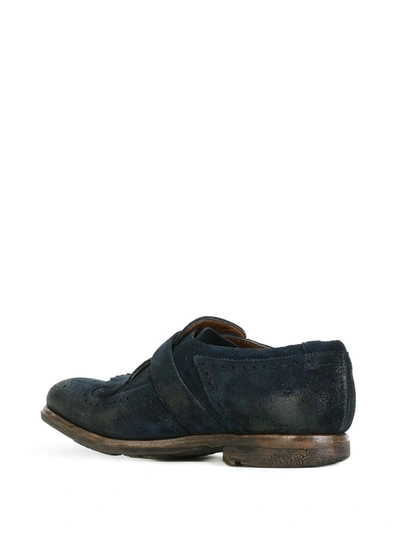 distressed brogue detail monk shoes