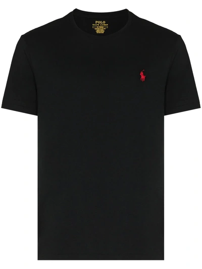 POLO RALPH LAUREN LOGO EMBROIDERED SLIM-FIT T-SHIRT - 黑色