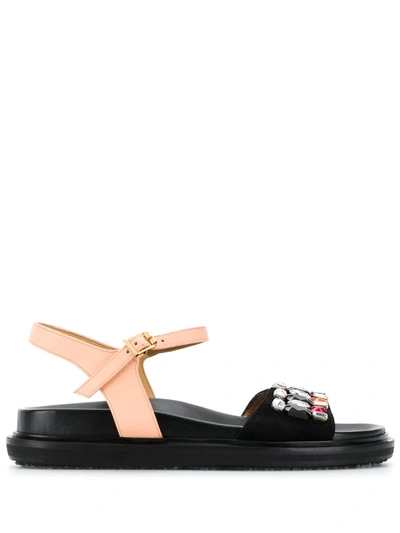 Shop Marni Embellished Ankle-strap Sandals In Black