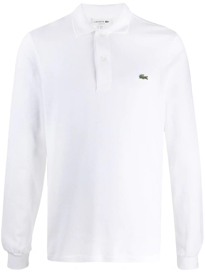 Shop Lacoste Logo Patch Polo Shirt In White