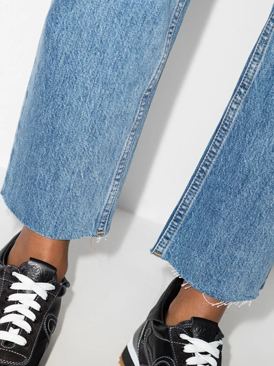 Re/done Womens Worn In Saf 70s Straight-leg High-rise Stretch-denim Jeans 27 In Blue